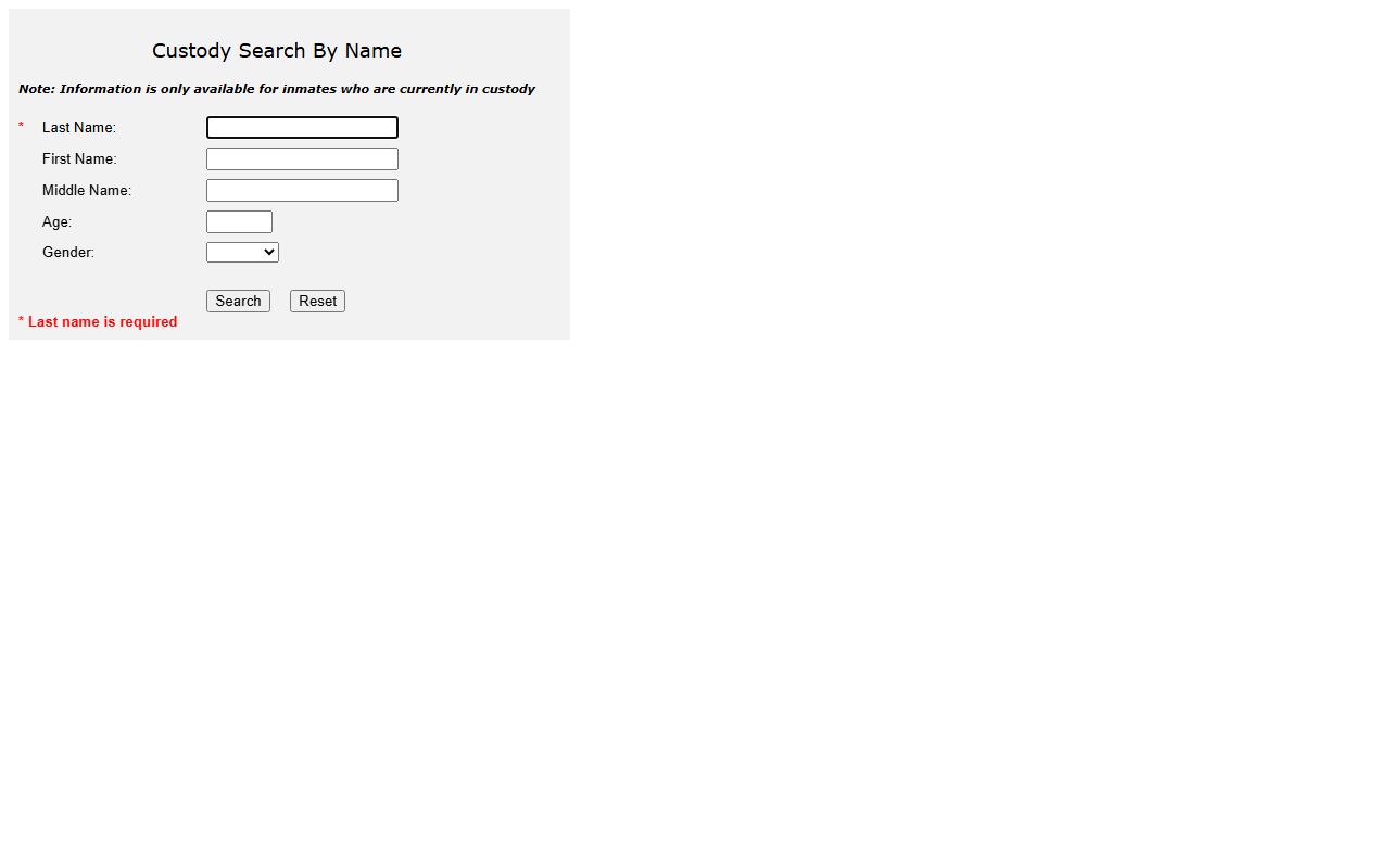 Anaheim Police Department custody search tool for recent arrest records
