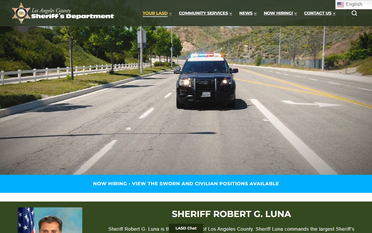 Los Angeles County Sheriff Department main website for arrest and inmate information
