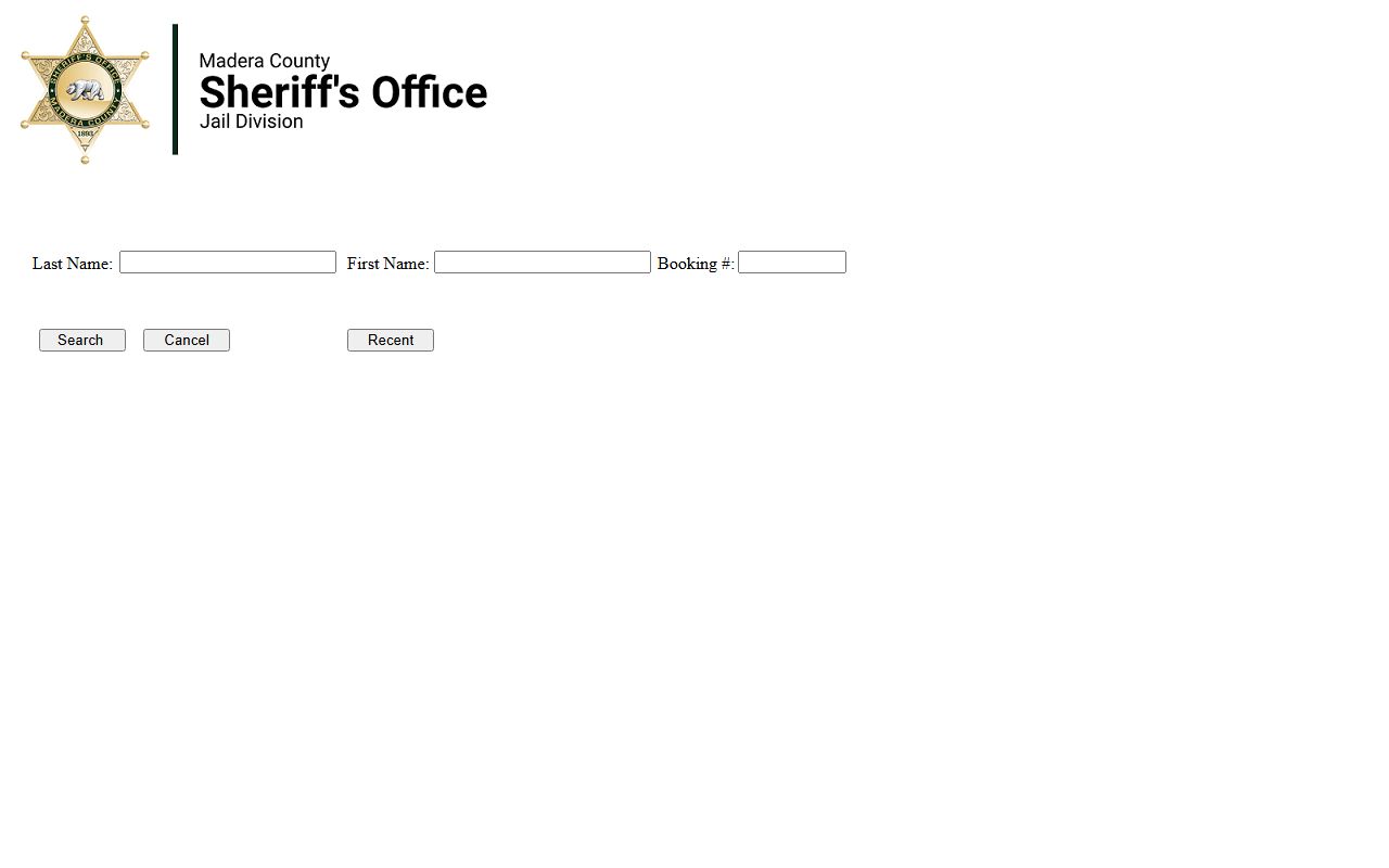Madera County inmate public view portal for recent arrest records