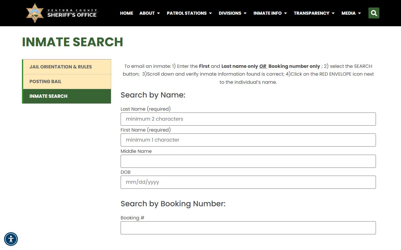 Ventura County Sheriff inmate search portal for recent arrest records